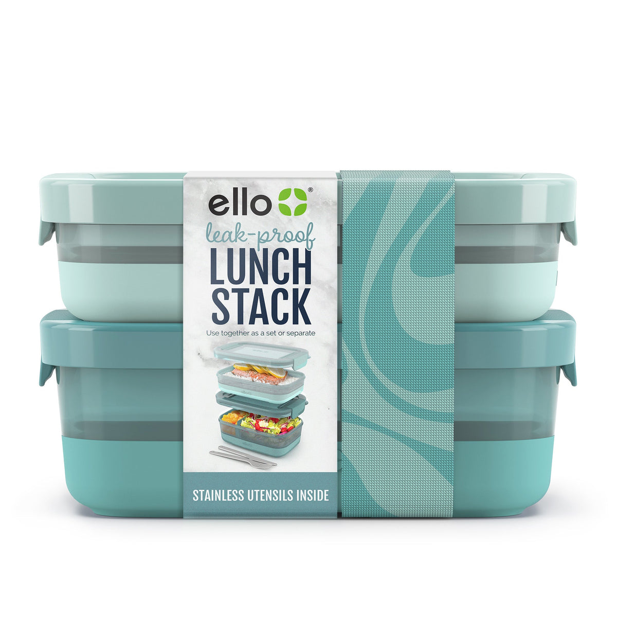 Lunch Bento Stack Plastic Food Storage Container, Set of 2
