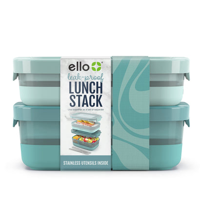 Lunch Bento Stack Plastic Food Storage Container, Set of 2